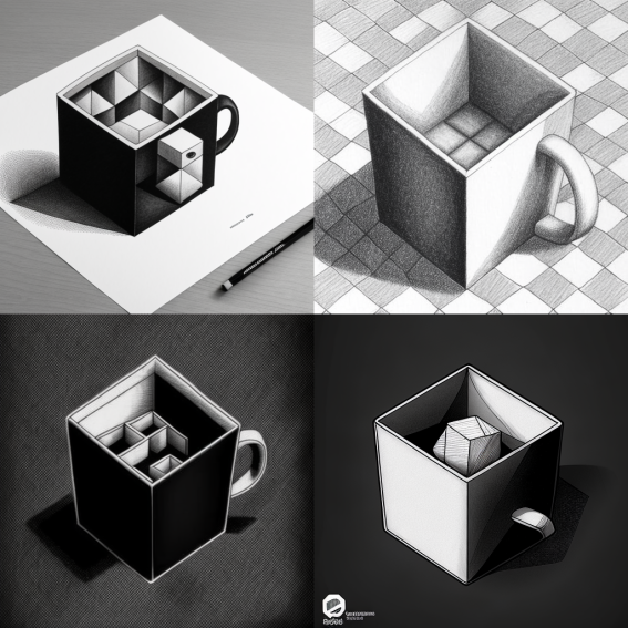 black and white isometric view